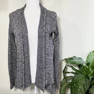 Silence + Noise Black White Marled Knit Open Front Cardigan Sweater‎ Small